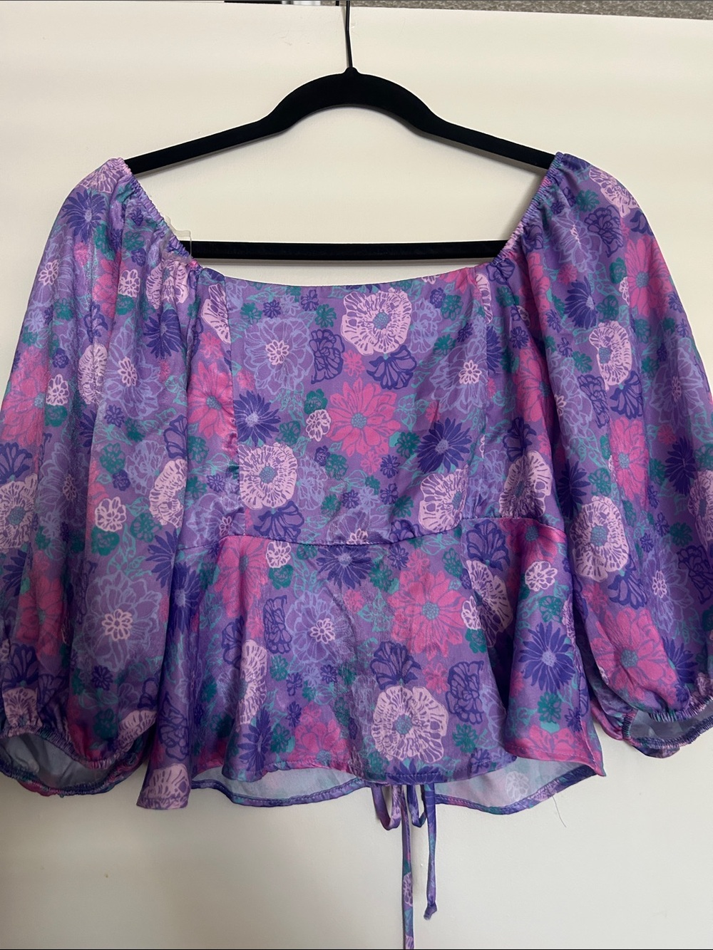 Peach Love California Purple Floral Off-Shoulder Peasant Top